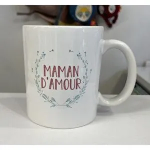 MUG "MAMAN D'AMOUR" CERCLE FLEURS - MA FABRIQUE PERSO