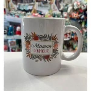 MUG "MAMAN D'AMOUR" CADRE FLEURS - MA FABRIQUE PERSO