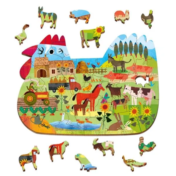 PUZZLE BOIS LUDATTICA : ANIMAUX FERME - 48 PIECES – Image 2