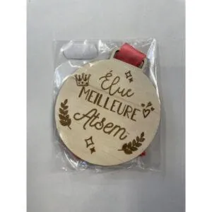 MEDAILLE EN BOIS "MEILLEURE ATSEM" - MA FABRIQUE PERSO