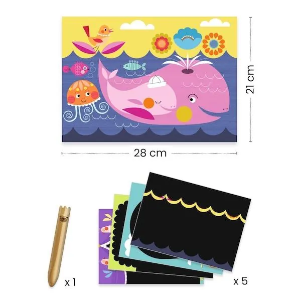 POCHETTE CARTE A GRATTER POUR LES TOUT PETITS - ANIMAUX RIGOLO - DJECO – Image 3