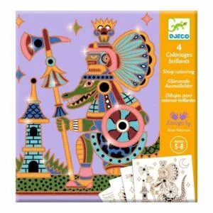 POCHETTE COLORIAGES BRILLANTS - LES ANIMAUX GUERRIERS - DJECO