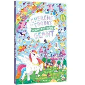 LIVRE CHERCHE ET TROUVE GEANT - AU ROYAUME DES LICORNES - AUZOU