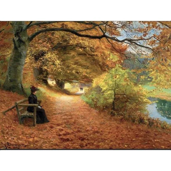 PUZZLE BOIS WILSON - H.A BRENDEKILDE : CHEMIN BOISE EN AUTOMNE - 1000 PIECES – Image 2