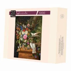 PUZZLE BOIS WILSON - F. LEPAGE : FLEURS ET TOURTERELLES - 1000 PIECES
