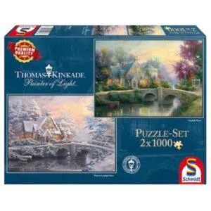 PUZZLE SCHMIDT - T. KINKADE : LAMPLIGHT MANOR / WINTER AT LAMPLIGHT MANOR - 2X1000 PIECES
