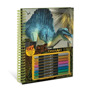 CARNET DE COLORIAGE A PAGES NOIRES - DINOSART