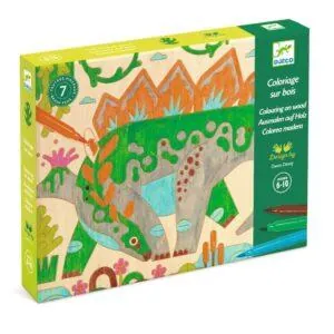 COFFRET COLORIAGES BOIS : DINO WORL - DJECO