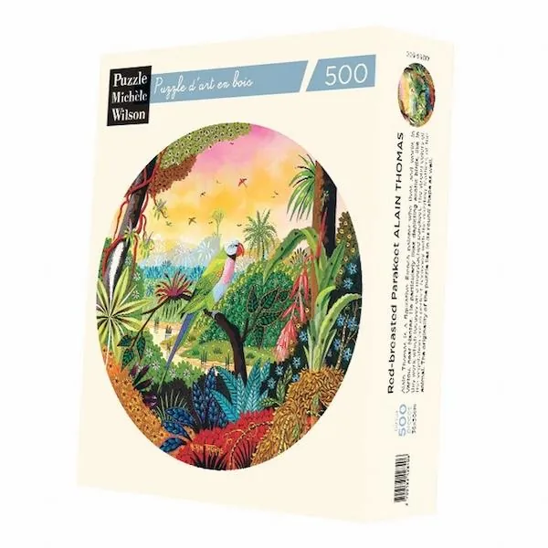 PUZZLE BOIS WILSON - A. THOMAS : PERRUCHE A MOUSTACHES - 500 PIECES