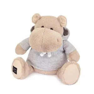 PELUCHE HIPPO BEIGE AVEC SWEAT GRIS 45 CM - HISTOIRE D'OURS