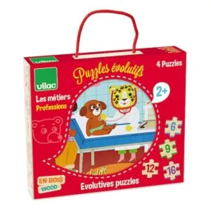 COFFRET VILAC 4 PUZZLES EVOLUTIFS : METIERS - 6/9/12/16 PIECES
