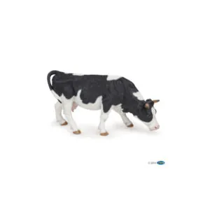 VACHE NOIRE ET BLANCHE BROUTANT - PAPO