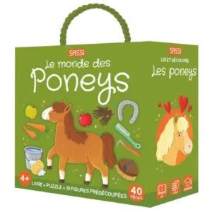 QBOX SASSI : LE MONDE DES PONEYS LIVRE + PUZZLE 40 PIECES
