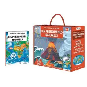 COFFRET SASSI - VOYAGE DECOUVRE EXPLORE : LES PHENOMENES NATURELS LIVRE + PUZZLE 200 PIECES