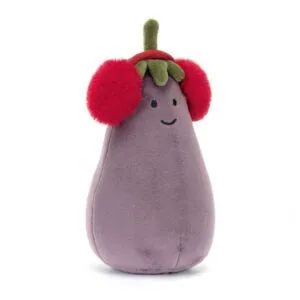 PELUCHE AUBERGINE ET SON CACHE OREILLES - JELLYCAT