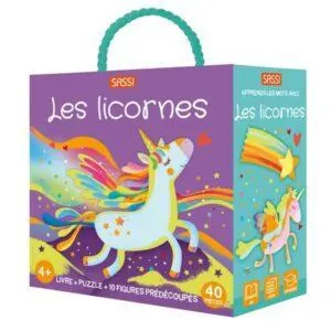 QBOX SASSI : LES LICORNES LIVRE + PUZZLE 40 PIECES