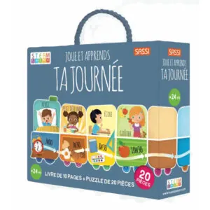 COFFRET SASSI JOUE ET APPRENDS : TA JOURNEE LIVRE + PUZZLE 20 PIECES