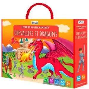COFFRET SASSI : CHEVALIERS ET DRAGON LIVRE + PUZZLE 60 PIECES