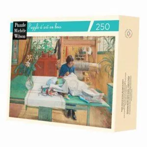 PUZZLE BOIS WILSON - C. LARSSON : JEUNE FILLE COUSANT - 250 PIECES