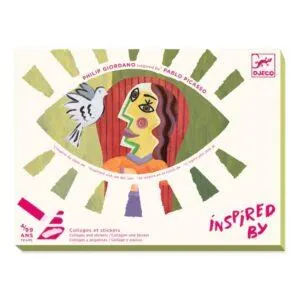 COFFRET COLLAGES ET STICKERS - PHILIP GIORDANO INSPIRED BY PABLO PICASSO - LA TETE AU CARRE - DJECO