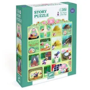 STORY PUZZLE DJECO : LES TROIS PETITS COCHONS - 35 PIECES