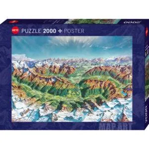 PUZZLE HEYE MAP ART : ALPINE MOUNTAIN WORLD - 2000 PIECES