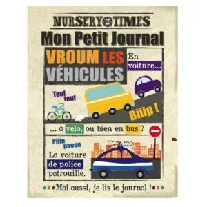 LIVRE EN TISSU MON PREMIER JOURNAL POUR LES TOUT PETITS : LES VEHICULES