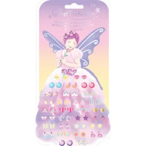 SET DE 30 PAIRES DE BOUCLES D'OREILLES AUTOCOLLANTES FEE PAPILLON TRIANA - GREAT PRETENDERS