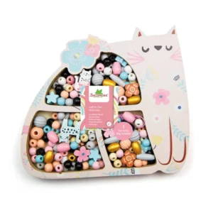 COFFRET DE PERLES BOIS CHAT - SYCOMORE