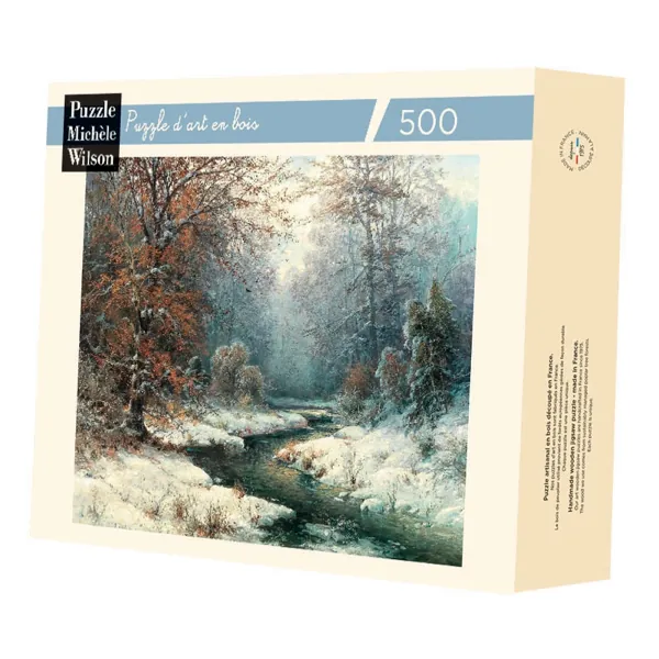 PUZZLE BOIS WILSON - A. KAUFMANN : PAYSAGE HIVERNAL A LA RIVIERE - 500 PIECES
