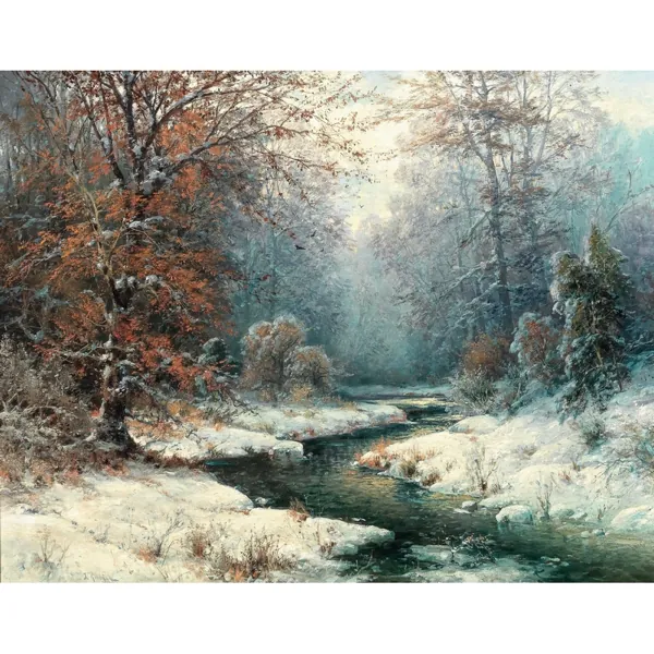 PUZZLE BOIS WILSON - A. KAUFMANN : PAYSAGE HIVERNAL A LA RIVIERE - 500 PIECES – Image 2