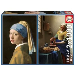PUZZLE EDUCA - J. VERMEER : LA JEUNE FILLE A LA PERLE + LA LAITIERE - 2X1000 PIECES
