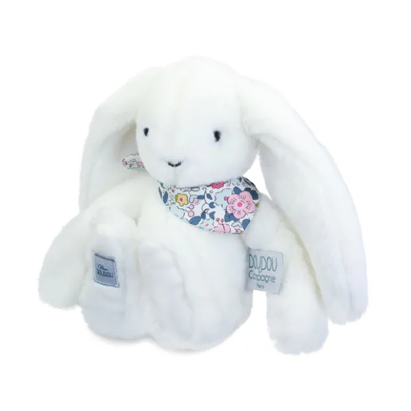 PELUCHE LAPIN FLEURETTE BLANC 25 CM - DOUDOU ET COMPAGNIE