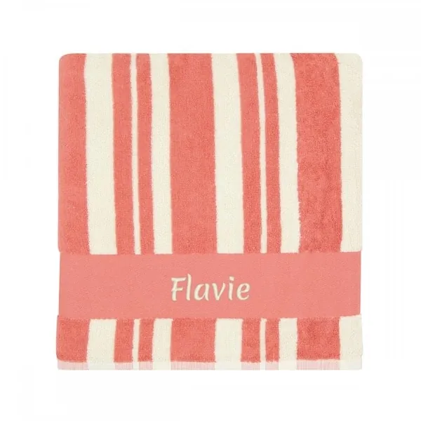 SERVIETTE RAYEE FLEUR TANGERINE 70X140 - L'OISEAU BATEAU – Image 2