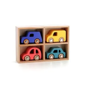 COFFRET DE 4 VOITURES EN BOIS CITY - VILACITY - VILAC