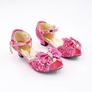 MULES A NOEUDS ET PAILLETTES ROSES - 3/4 ANS - LABAY