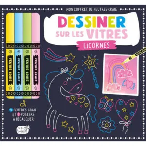 COFFRET DESSINER SUR LES VITRES LICORNES - AUZOU