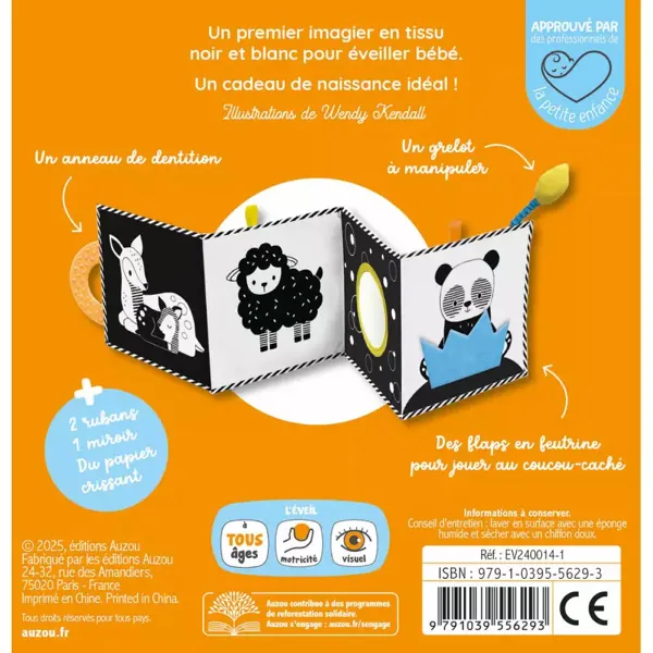 MON TOUT PREMIER LIVRE TISSU EN NOIR ET BLANC - AUZOU – Image 4