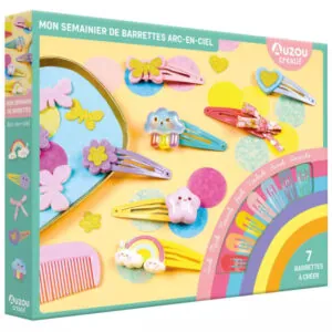 MON COFFRET D'ARTISTE - MON SEMAINIER DE BARRETTES ARC EN CIEL - AUZOU
