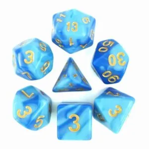 SET DE 7 DÉS - FUSION BLEU CIEL ET BLEU - HDB-15