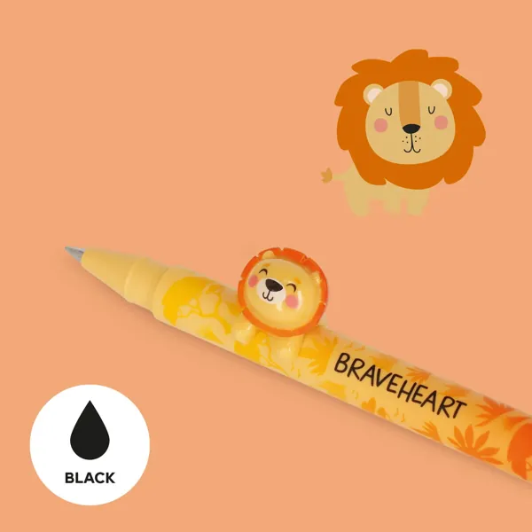 STYLO A ENCRE GEL ANIMAL LOVELY FRIENDS LION - LEGAMI – Image 2