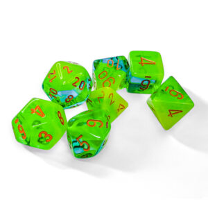 SET DE 7 DÉS - GEMINI PLASMA GREEN-TEAL:ORANGE LUMINARY - CHX26470-2