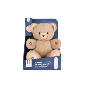 PELUCHE OURS MUSICAL TAM TAM BEIGE POUDRE 30 CM - L'OURS FRANCAIS