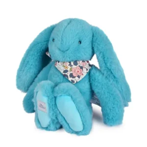 PELUCHE LAPIN FLEURETTE TURQUOISE 25 CM - DOUDOU ET COMPAGNIE