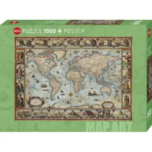 PUZZLE HEYE MAP ART - R. ZIGIC : MONDE DE WILLEM BLAEU - 1500 PIECES