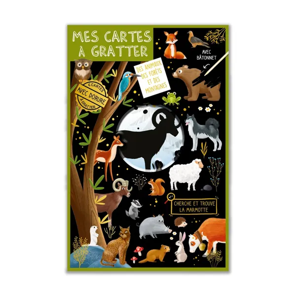 CARTES A GRATTER : ANIMAUX DE LA FORET - CARTES D'ART