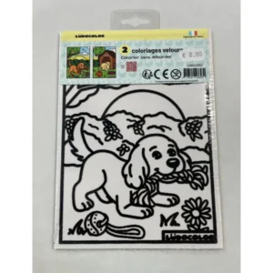 POCHETTE COLORIAGES MINI VELOURS CHIOT - LUDOCOLOR