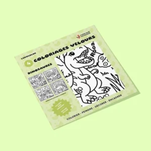 POCHETTE 4 COLORIAGES VELOURS DINOSAURES + HISTOIRE ECRITE ET AUDIO - LUDOCOLOR