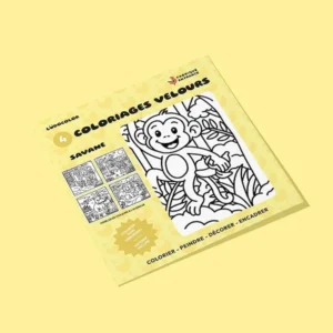 POCHETTE 4 COLORIAGES VELOURS  SAVANE + HISTOIRE ECRITE ET AUDIO - LUDOCOLOR