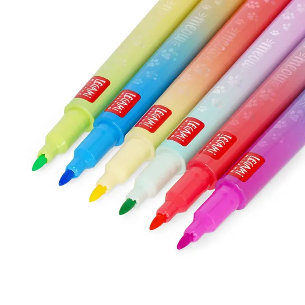 SET DE 6 FEUTRES A DOUBLE POINTE MEOW - LEGAMI – Image 2